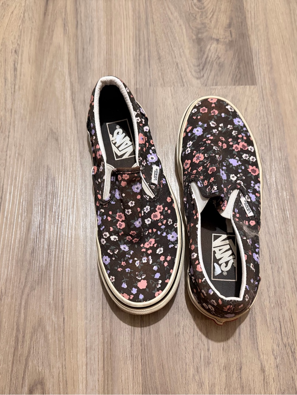 Vans Kids Floral Slip-On Sneakers in Brown, Pink & Purple